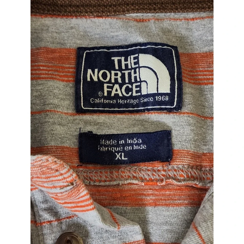 The North Face Shirt Golf Polo Mens Size XL Gray Orange Striped Short‎ Sleeve